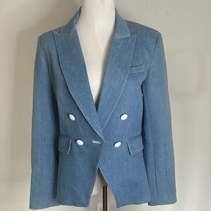 Kourt Denim Double Breasted Blazer Size Small